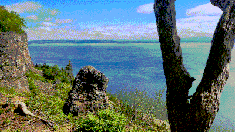 A view of the ocean from a cliff